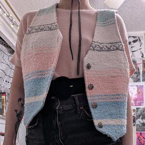 Pink and Blue Serape/Mexican Wool vest